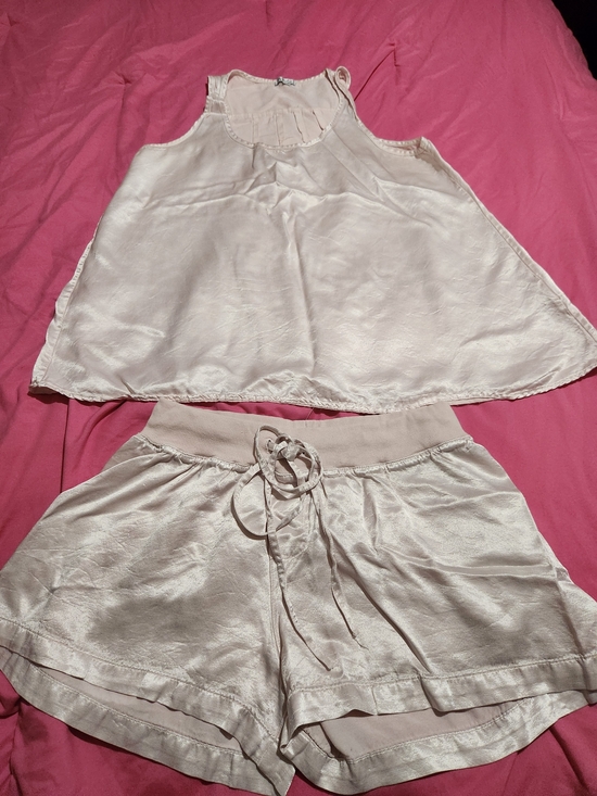 Harlow Other - J.Harlow Laura Shiny Satin Blush Pink Two-Piece Pajama Set - Tank & Shorts